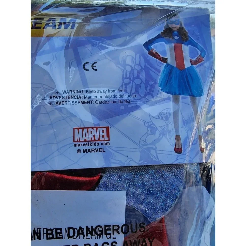 Marvel American Dream Costume CosPlay Super Hero Girls Size L 12-14 New - Picture 4 of 4
